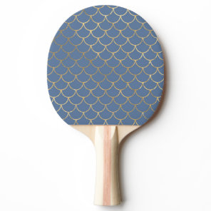 Navy Blue and Gold Scale design Ping Pong Paddle