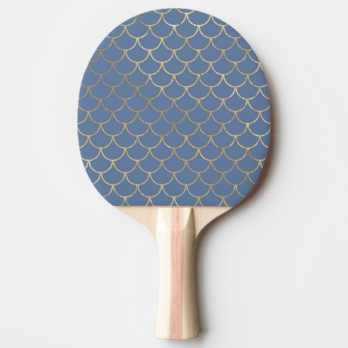 Navy Blue and Gold Scale design Ping Pong Paddle