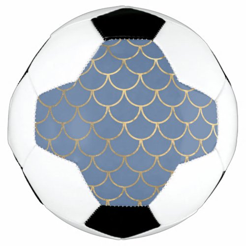 Navy Blue and Gold Scale design Soccer Ball