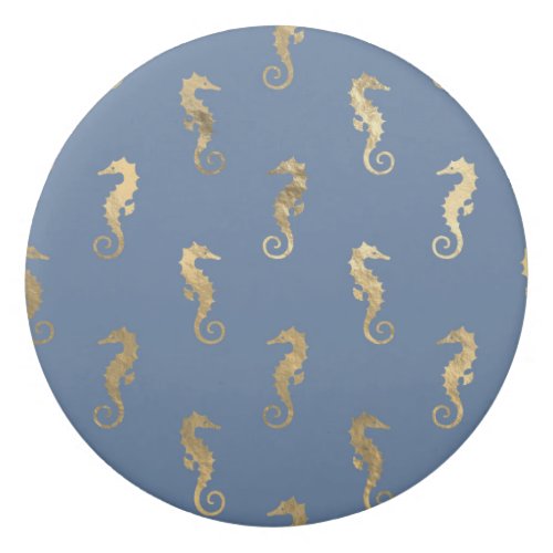 Navy Blue and Gold Seahorse design Eraser