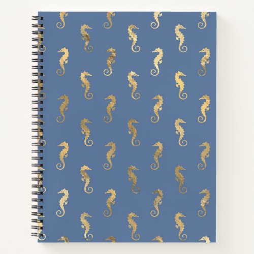 Navy Blue and Gold Seahorse design Notebook