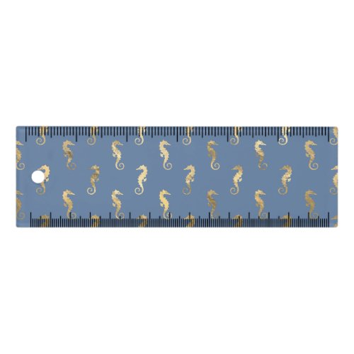 Navy Blue and Gold Seahorse design Ruler