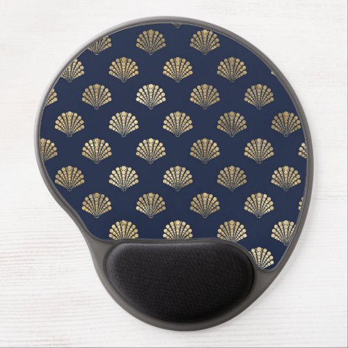 Navy Blue and Gold Shell design Gel Mouse Pad