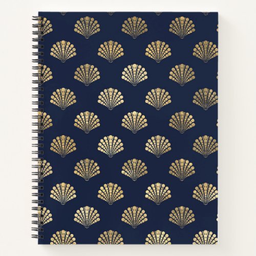 Navy Blue and Gold Shell design Notebook