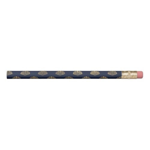 Navy Blue and Gold Shell design Pencil