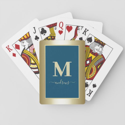 Navy Blue and gold Signature Name  Playing Cards