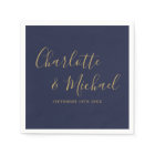 Navy Blue And Gold Signature Script Wedding