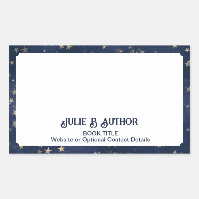 Navy Blue and Gold Starry Author Book Plate (Front)
