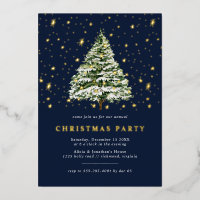 Navy Blue and Gold Stars | Modern Christmas Party