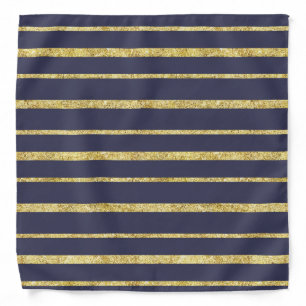 Navy Blue And Gold Stripes Pattern Bandana