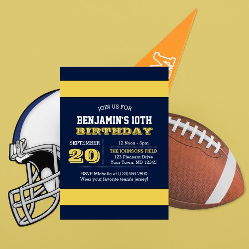 Navy Blue and Gold Team Birthday Invitation