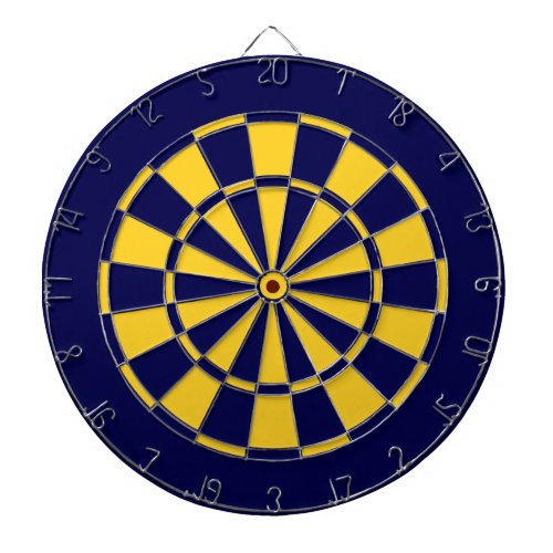 Navy Blue and Gold Team Colors Dartboard and Darts