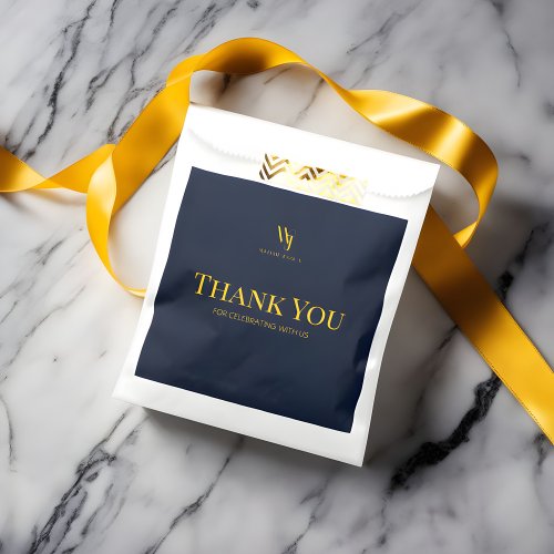 Navy Blue and Gold Thank You Favor Bag _ Simple El