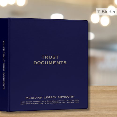 Navy Blue and Gold Trust Documents 3 Ring Binder