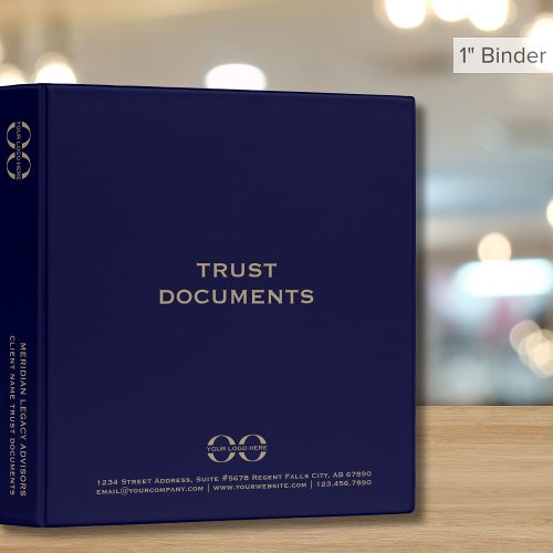 Navy Blue and Gold Trust Documents 3 Ring Binder