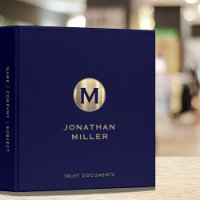 Navy Blue and Gold Trust Documents Binder