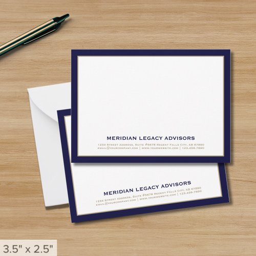 Navy Blue and Gold Typographic Note Card