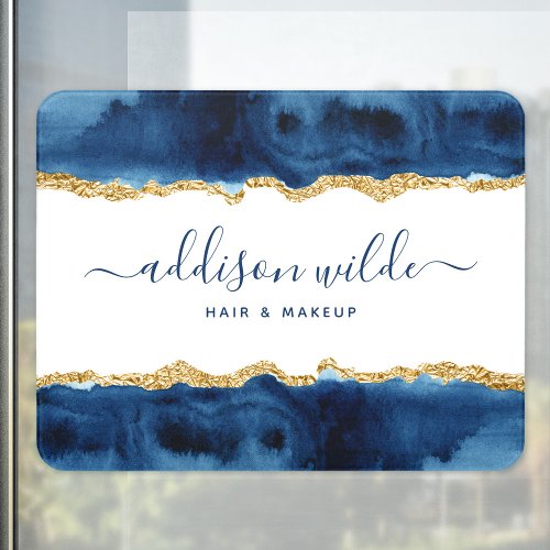 Custom Door Signs 6 Navy Blue And Gold Watercolor Business Door Sign