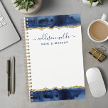 Navy Blue And Gold Watercolor Business Planner<br><div class="desc">Enhance your professional style with this navy blue and gold watercolor business planner. Designed for women who appreciate elegance and functionality, this planner combines a sophisticated watercolor design with practical organization. The luxurious navy and gold artwork adds a refined touch to your daily planning. Ideal for modern businesswomen who value...</div>
