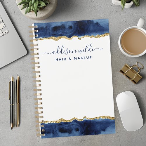 Navy Blue And Gold Watercolor Business Planner