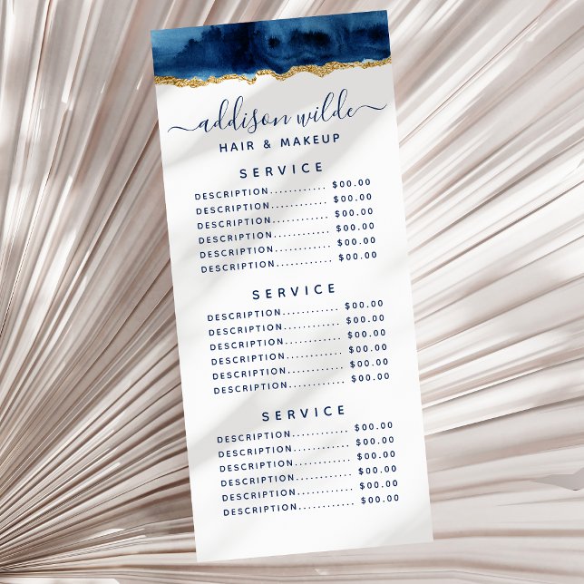 Navy Blue And Gold Watercolor Rack Card (Creator Uploaded)