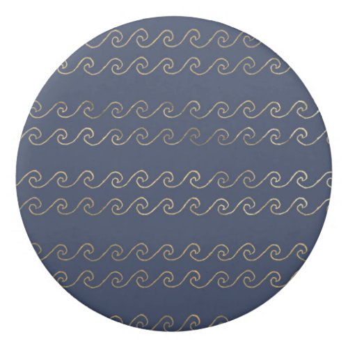 Navy Blue and Gold Waves design Eraser