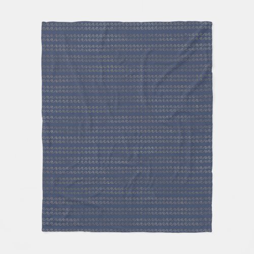 Navy Blue and Gold Waves design Fleece Blanket