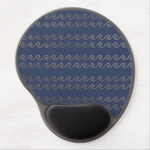 Navy Blue and Gold Waves design Gel Mouse Pad