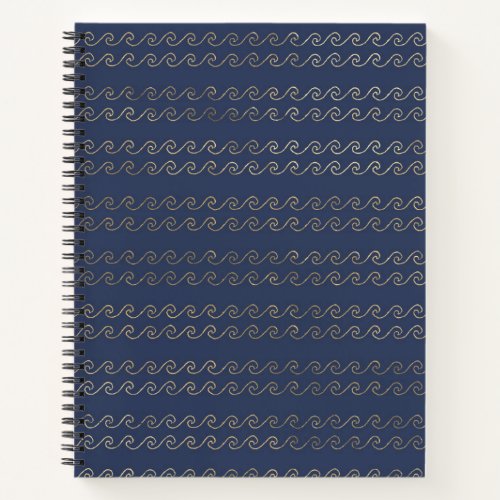 Navy Blue and Gold Waves design Notebook