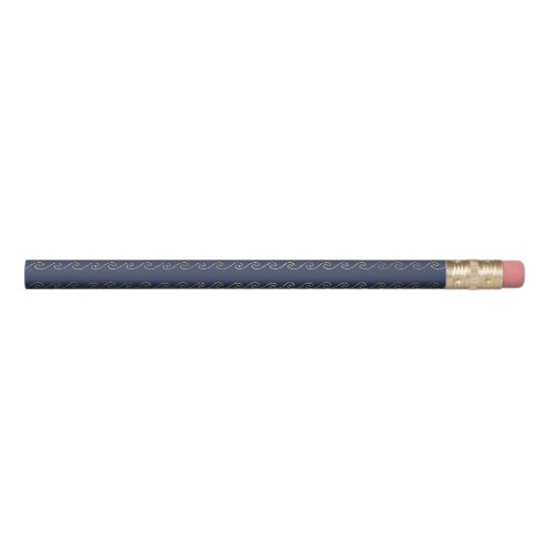 Navy Blue and Gold Waves design Pencil