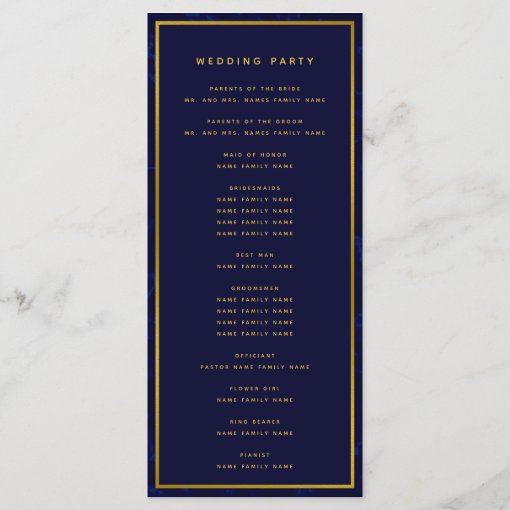 Navy Blue and Gold Wedding Ceremony Program | Zazzle