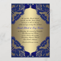 Navy blue and Gold Wedding Invitation