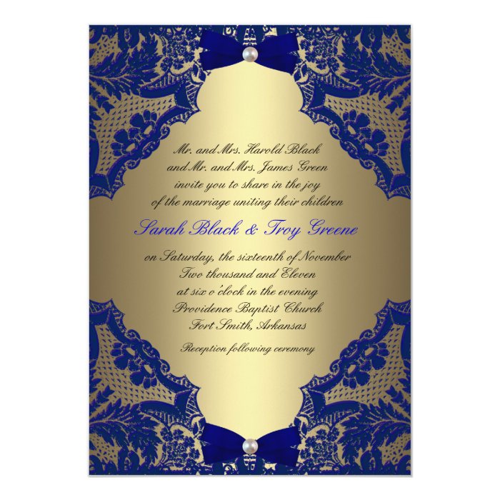 Navy blue and Gold Wedding Invitation | Zazzle