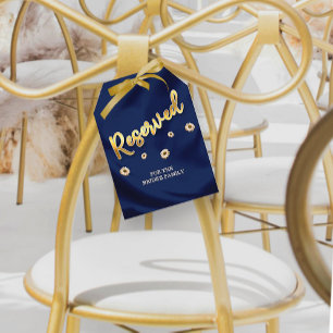 Navy Blue and Gold Wedding Reserved Seat Large Tag