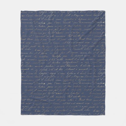 Navy Blue and Gold Words design Fleece Blanket