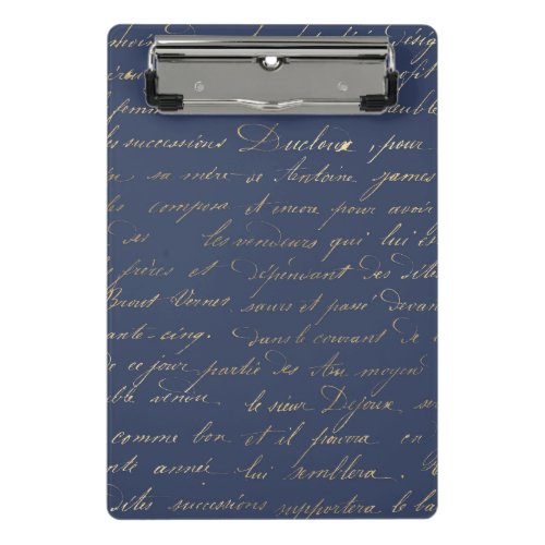 Navy Blue and Gold Words design Mini Clipboard