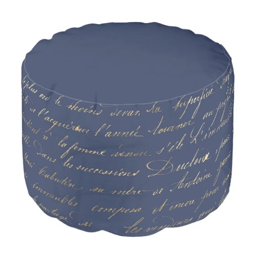 Navy Blue and Gold Words design Pouf