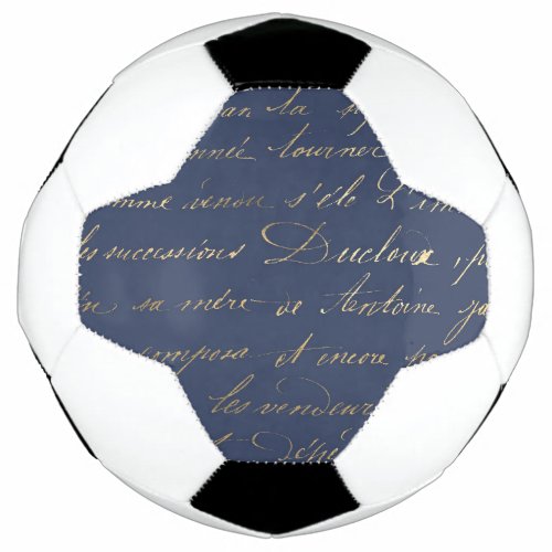 Navy Blue and Gold Words design Soccer Ball