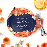 Navy Blue and Golden Poppy Bridal Shower Paper Plates<br><div class="desc">Elegant Golden Poppy Bridal Shower Party Paper Plates and Bowls featuring our chic typography and your custom details. Perfect for your modern,  boho,  rustic,  or chic affair. Please contact us at cedarandstring@gmail.com if you need assistance with the design or matching products.</div>