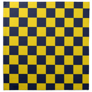 Navy Blue and Golden Yellow Checkerboard Cloth Napkin