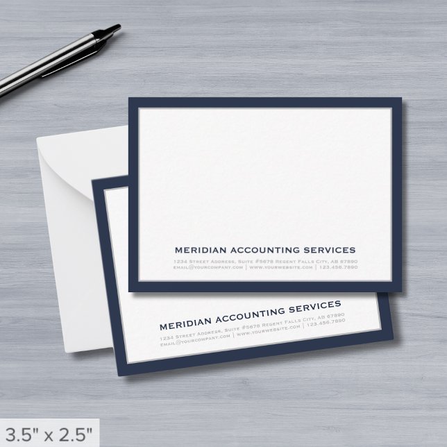 Navy Blue and Gray Business Note Card (Creator Uploaded)