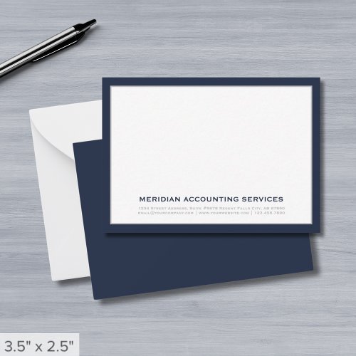 Navy Blue and Gray Business Note Card
