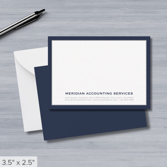 Navy Blue and Gray Business Note Card (Creator Uploaded)