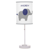 Navy Blue and Gray Elephant Table Lamp (Front)