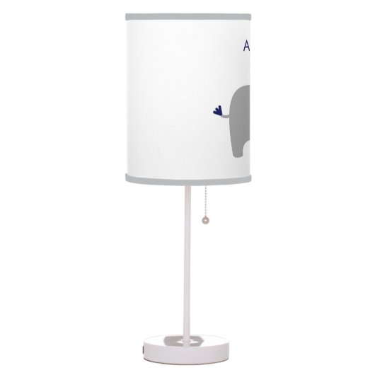 Navy Blue and Gray Elephant Table Lamp (Left)