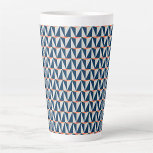 Navy Blue and Gray Geometric Latte Mug