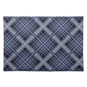 Navy Blue and Gray Plaid Cloth Placemat