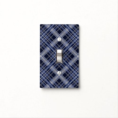 Navy Blue and Gray Plaid Light Switch Cover