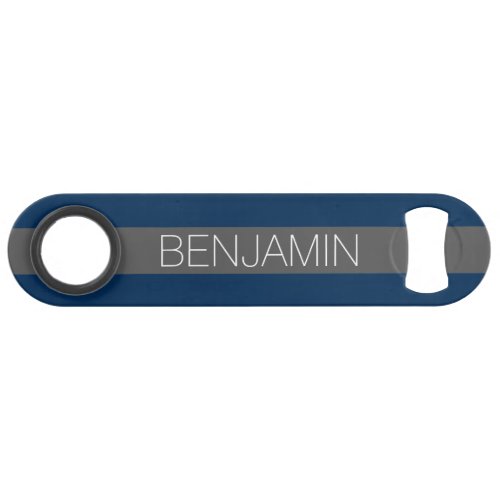 Navy Blue and Gray Rugby Stripes with Custom Name Bar Key