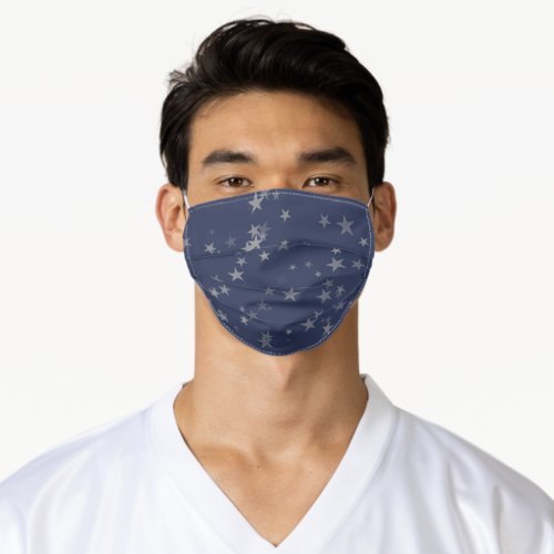 Navy Blue And Gray Stars Mens Adult Cloth Face Mask
